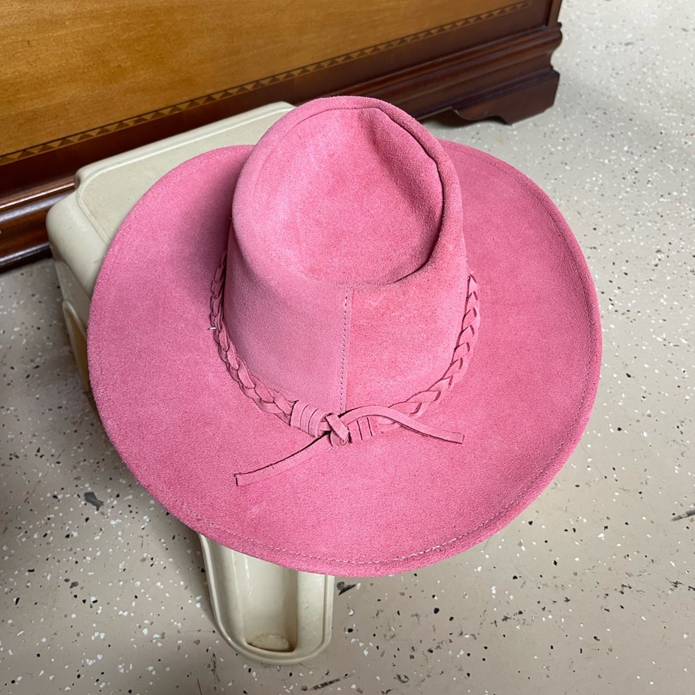 Pink Suede Women's Hat - Picture 2 of 3